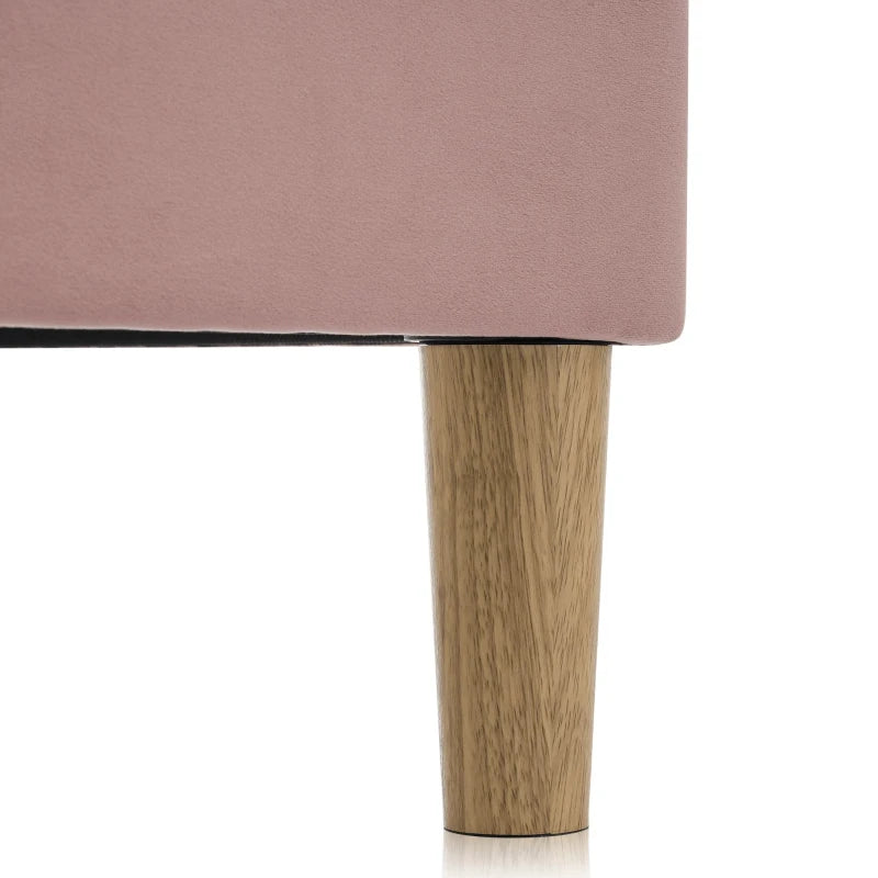 Pink Upholstered Single Bed with LED Adjustable Headboard, Velvet Frame, Wooden Slats, Easy Assembly, 197L x 101W x 109H cm