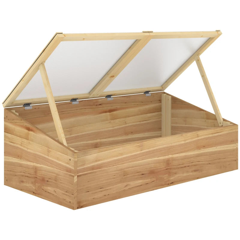 Green Wooden Garden Cold Frame with Openable Top Covers, 100 x 50 x 36 cm