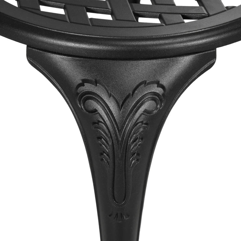 3 Piece Black Cast Aluminium Garden Bistro Set with Umbrella Hole - Outdoor Furniture for Balcony, Porch, Patio