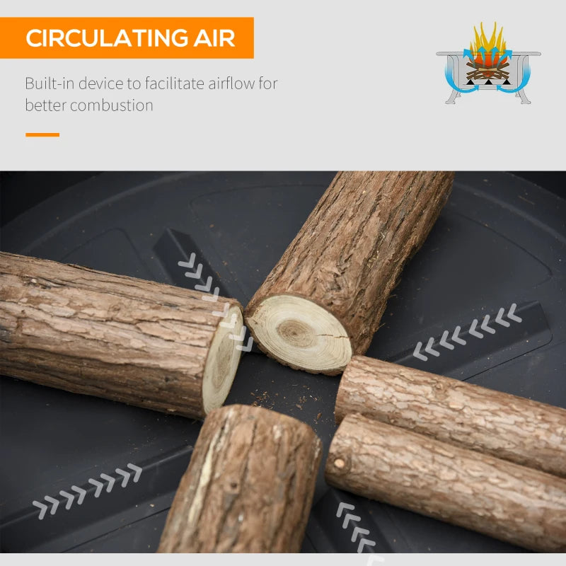 Large Metal Fire Pit Bowl 2-in-1 Outdoor BBQ Grill & Brazier with Lid, Poker for Backyard & Camping, 78cm Black