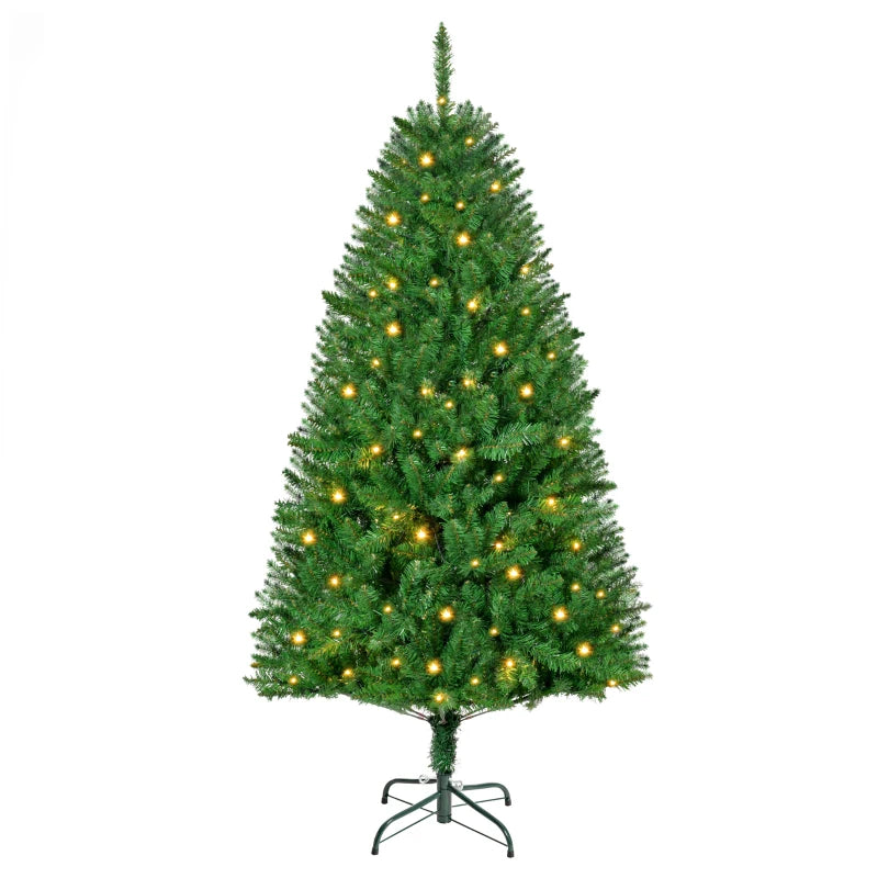 5FT Green Christmas Tree with Warm White LED Lights - Perfect Holiday Home Decoration for Festive Cheer