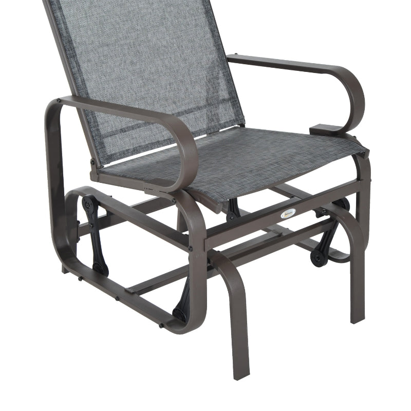 Grey & Brown Outdoor Gliding Rocking Chair - Sturdy Metal Frame