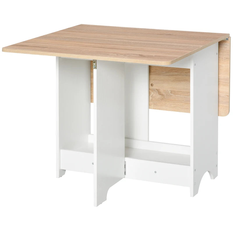 Foldable Dining Table with Drop-Leaf Design & Storage Shelf - Versatile Folding Desk for Kitchen & Dining Room