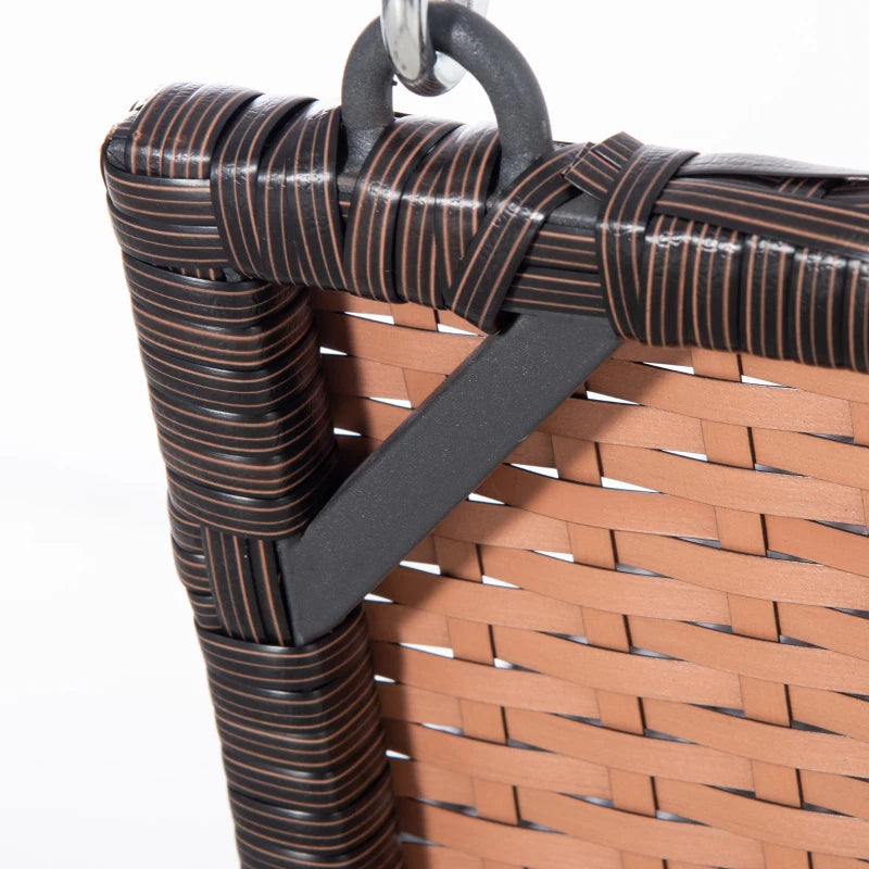 2 Seater Brown Rattan Garden Swing Bench