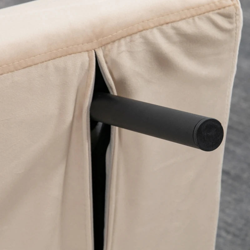 Velvet-Feel Single Chair Bed with Pillow in Beige – Versatile 4-in-1 Design for Comfort and Style