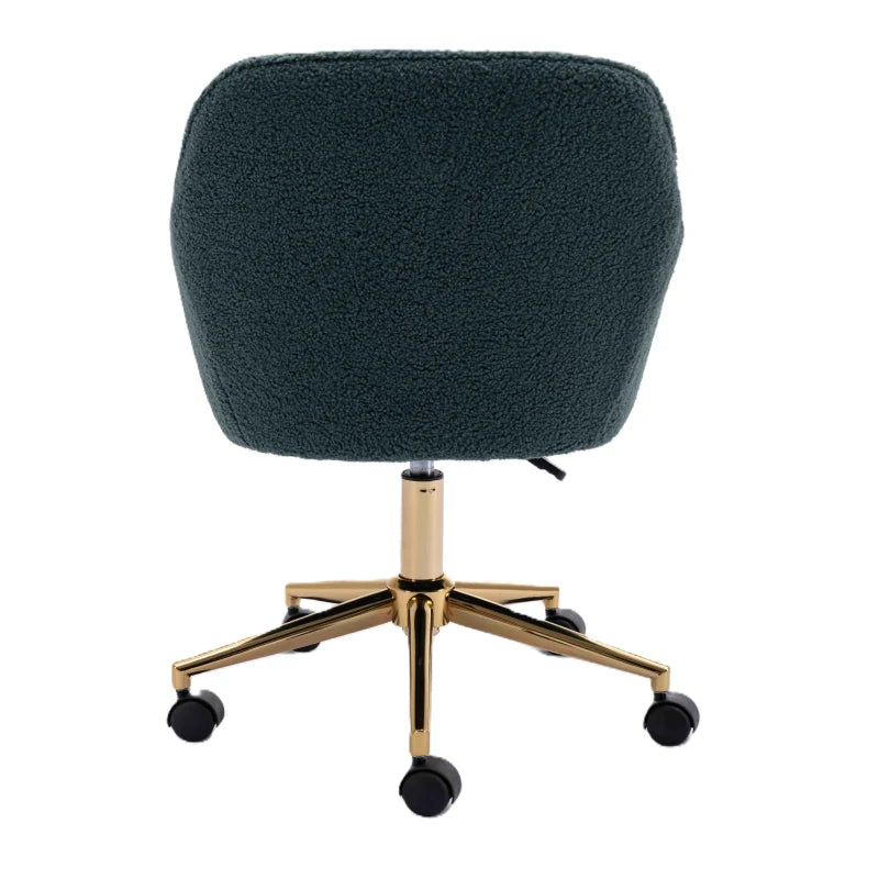 Adjustable Height Ergonomic Swivel Executive Office Chair with Gold Legs - Green, 58x58x86 cm for Comfort & Style