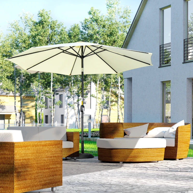 Beige 3m Tilt Garden Umbrella with 8 Ribs and Crank Handle
