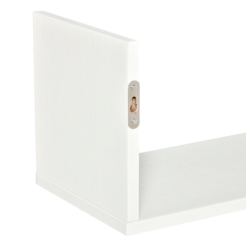 Set of 3 White Wooden U-Shaped Floating Shelves - Wall Mounted Bookshelf for Bedroom, Living Room, Kitchen Storage & Display