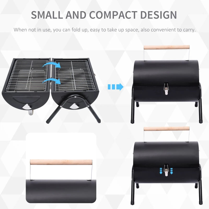 Compact Black Charcoal BBQ Grill
