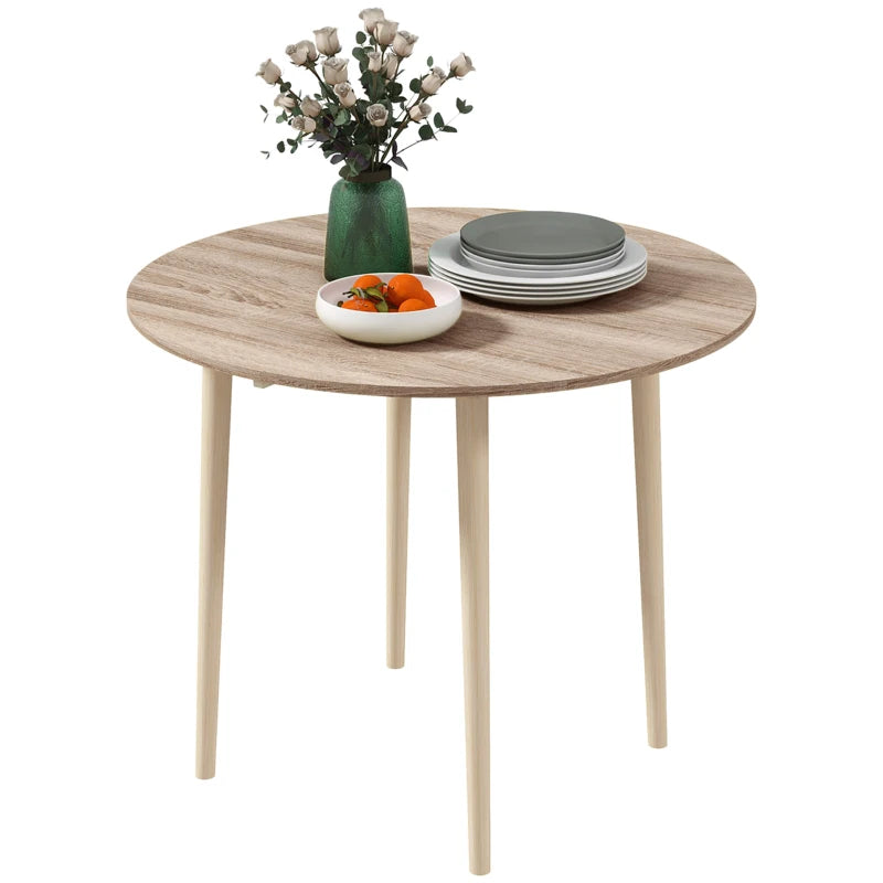 Folding Round Drop Leaf Dining Table for 4 Space Saving Small Kitchen Table with Wood Legs Natural Finish