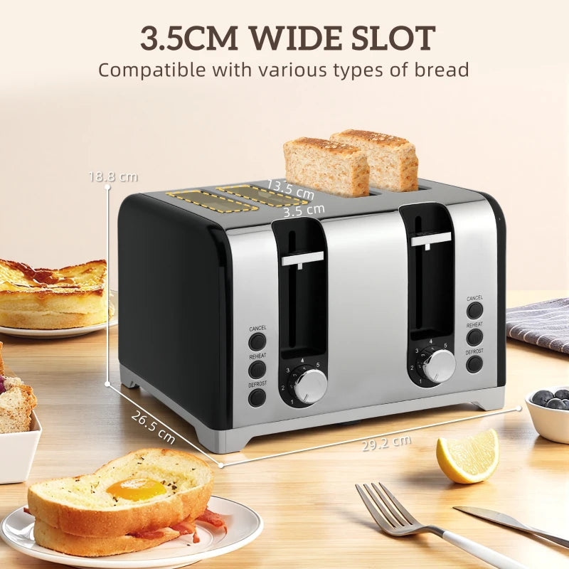 Retro 3000W Black Kettle and Toaster Set - Stylish Kitchen Appliances for Modern Homes