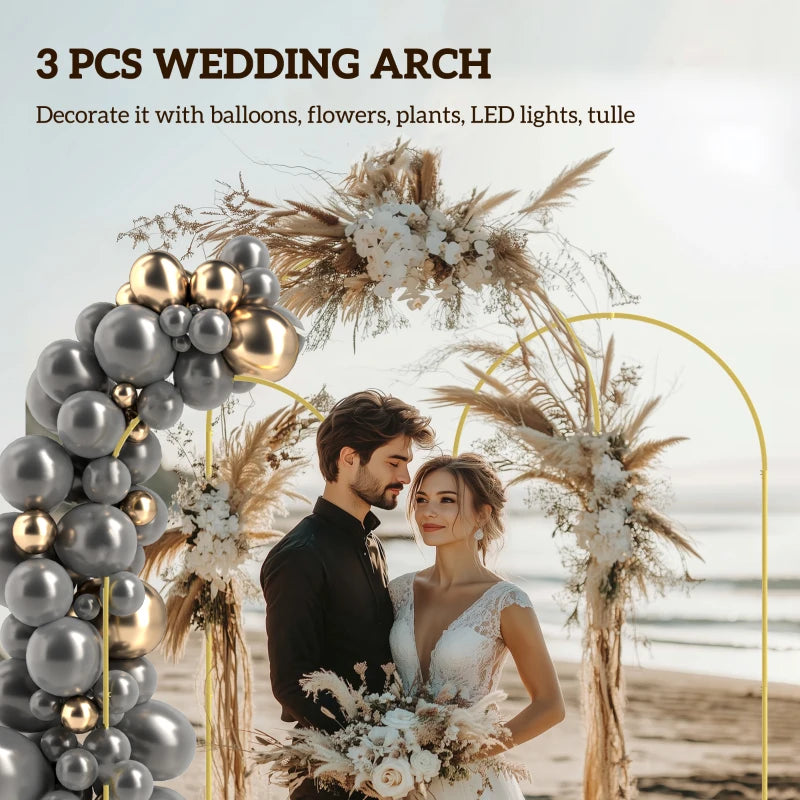 Metal Wedding Arch - 2.2m Gold Tone Backdrop Stand
