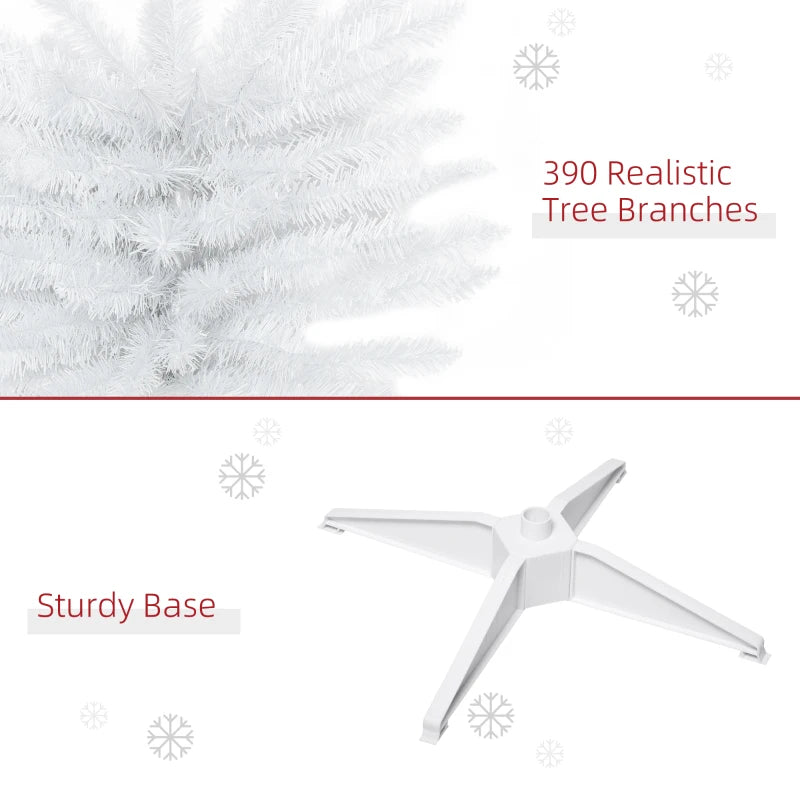 6ft Unlit Pencil Slim Artificial Christmas Tree - Realistic Branches, Solid Stand, Perfect for Holiday Decor, White
