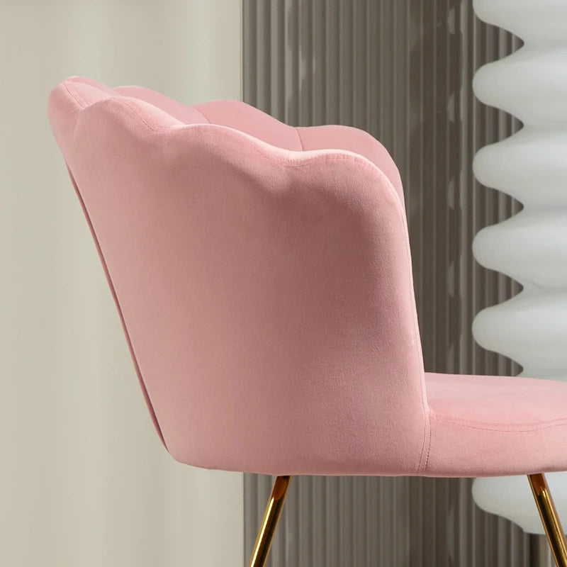 Velvet-Feel Lotus Petal Accent Chair in Pink - Stylish and Comfortable Seating for Your Home