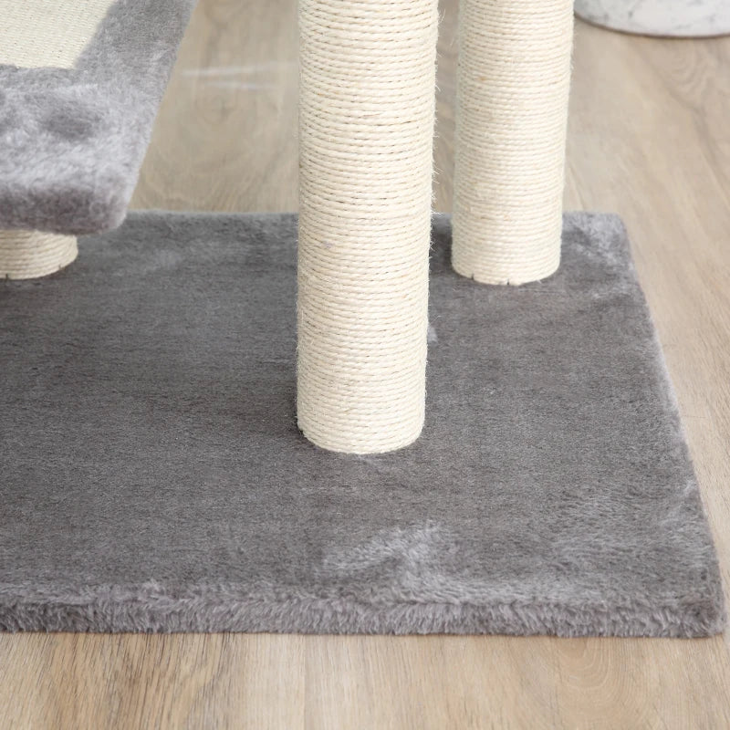 100 cm Cat Tree for Indoor Cats - Grey Kitten Scratching Post & Climbing Tower Activity Centre