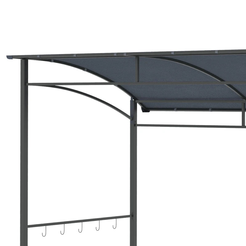 Dark Grey BBQ Grill Gazebo Tent with Metal Frame and Curved Canopy