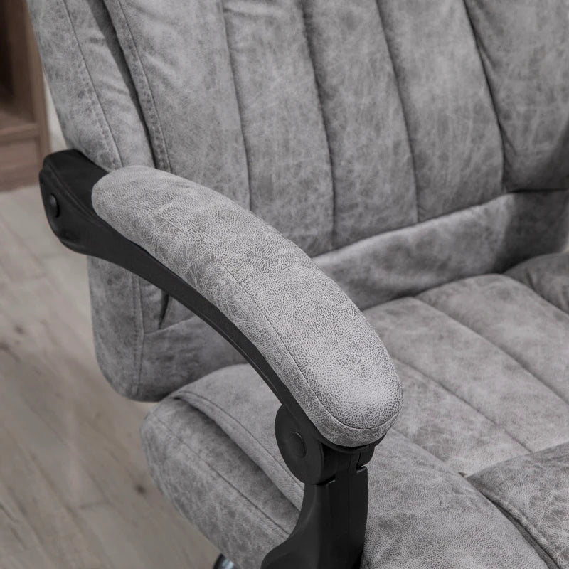 Vinsetto Grey Microfibre Home Office Chair - Reclining Desk Chair with Armrests, Swivel Wheels & Footrest