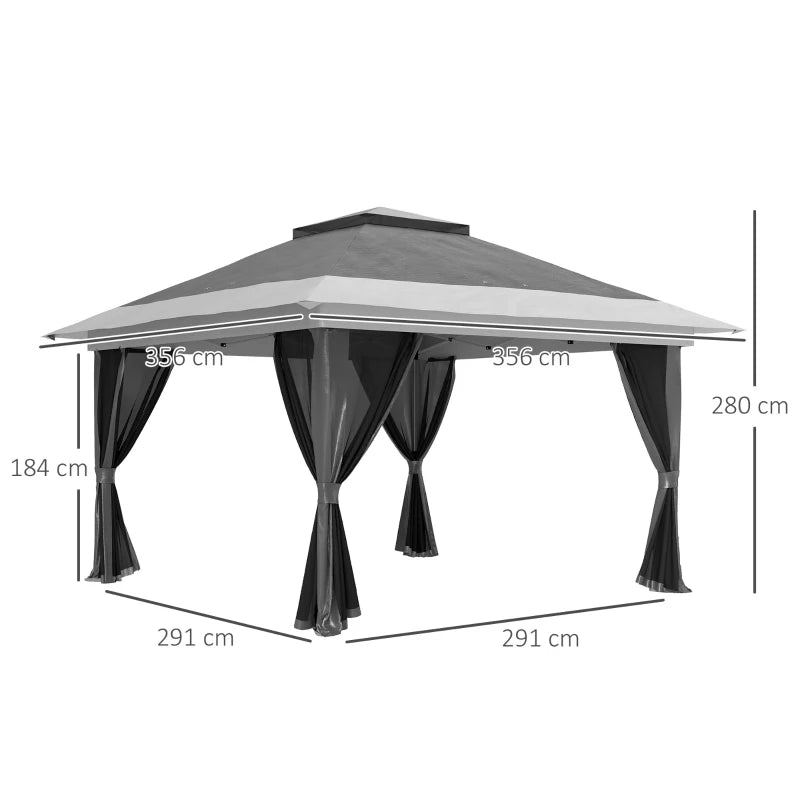 Durable 3.6 x 3.6m Grey Pop-Up Gazebo with Accessories