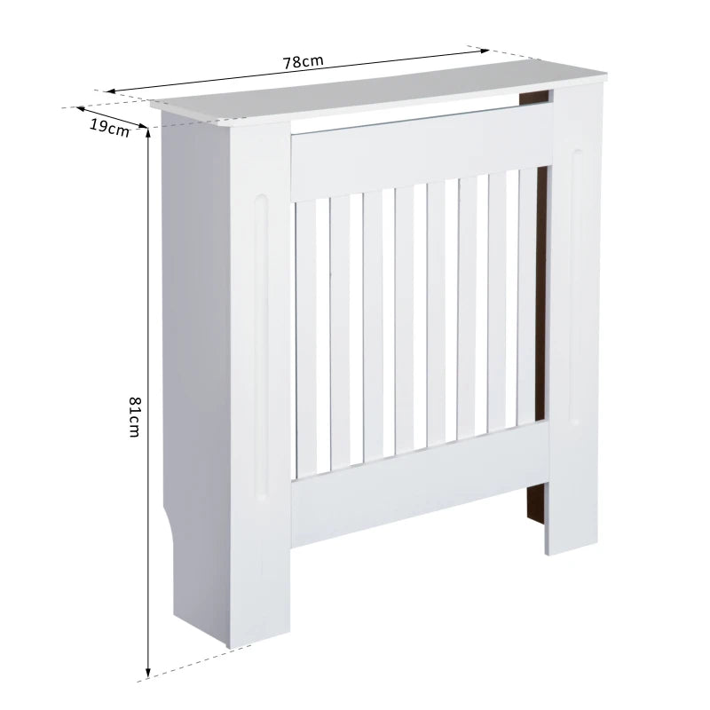 Elegant White Slatted Radiator Cover Cabinet MDF Lined Grill 78L x 19W x 81H cm