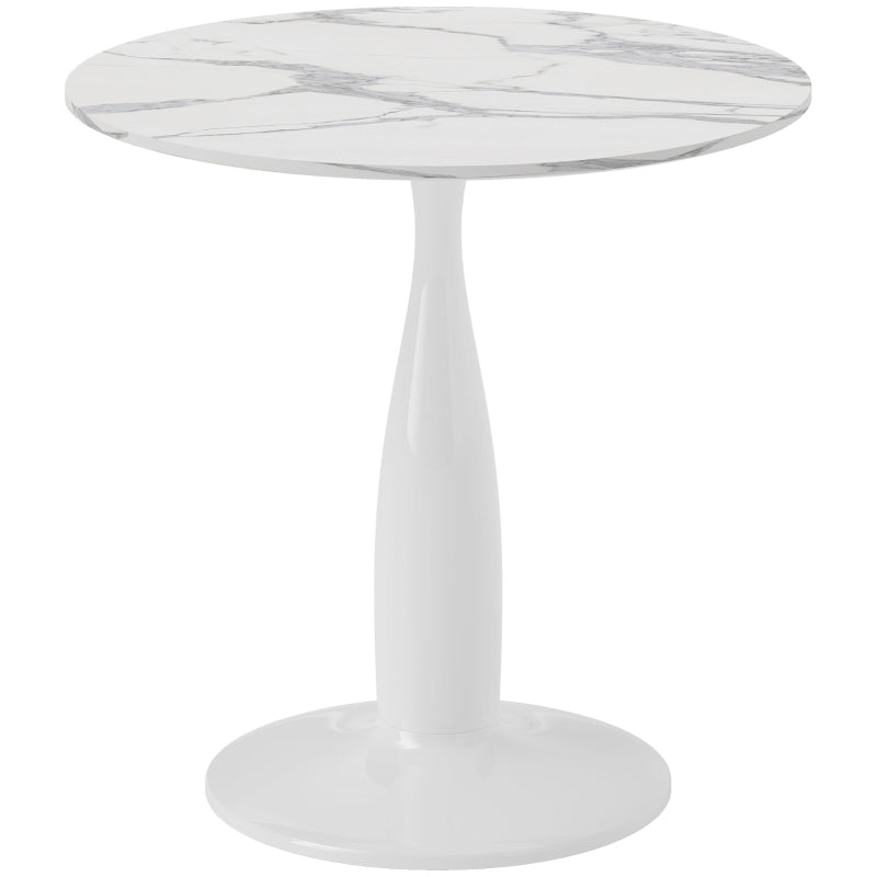 Elegant Small 2-Person Dining Table with Steel Base & Non-Slip Foot Pad - Modern White & Grey Design