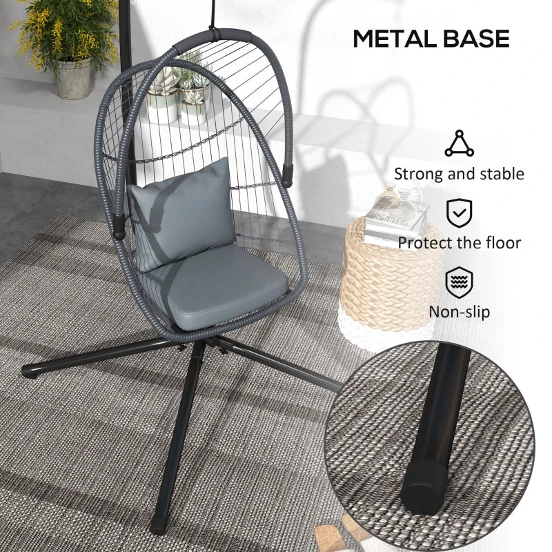 Grey Single Egg Chair with Steel Frame Stand