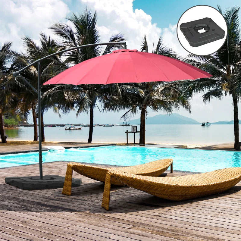 Black Cantilever Parasol Base Weights, Set of 2 - 110kg Sand or 70kg Water Filled