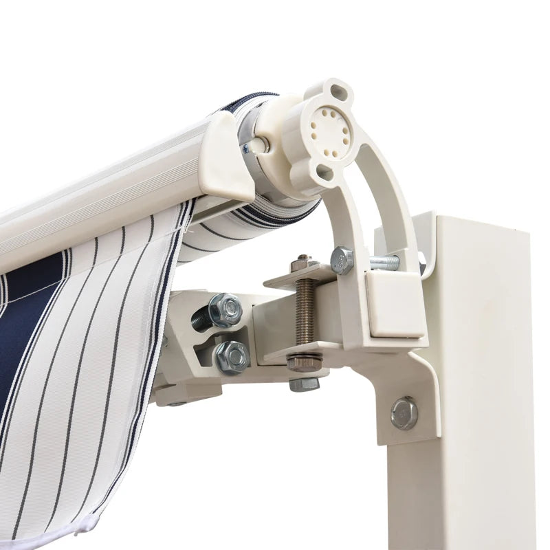 Dark Blue and White Retractable Awning, 2.5m x 2m - Manual Operation