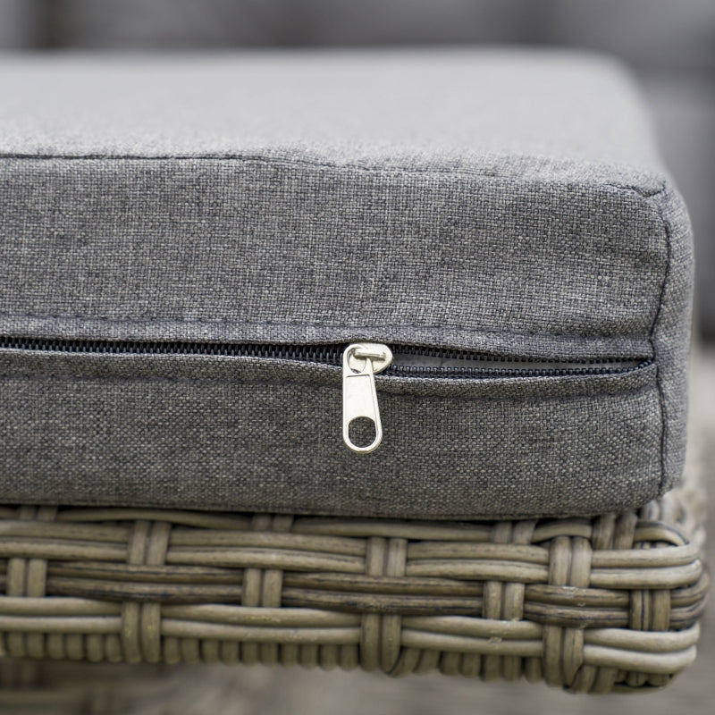 6 Pieces Light Grey Outdoor PE Rattan Garden Furniture Set - Patio Wicker Sectional Sofa with Soft Padded Cushions & Liftable Coffee Table