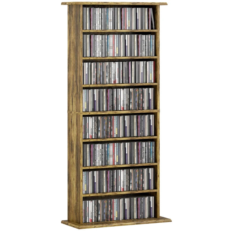 Rustic Brown 360 CD Storage Unit - Stylish Media Organizer for CDs, DVDs, and Games - Space-Saving Design