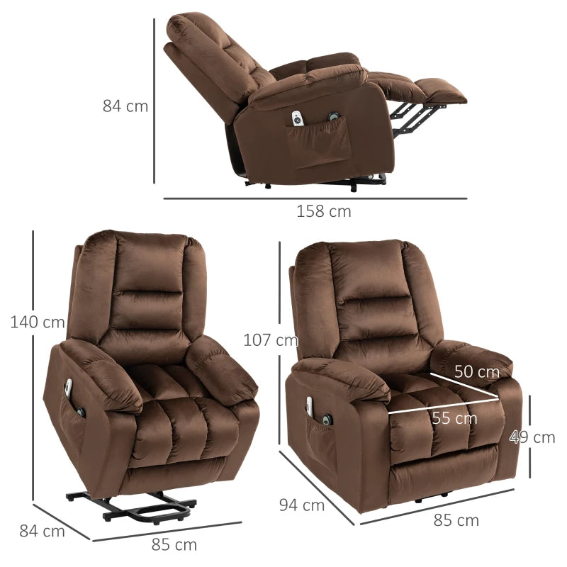 Eight Massage Point Reclining Armchair with Heat - Brown Leather Effect for Ultimate Comfort