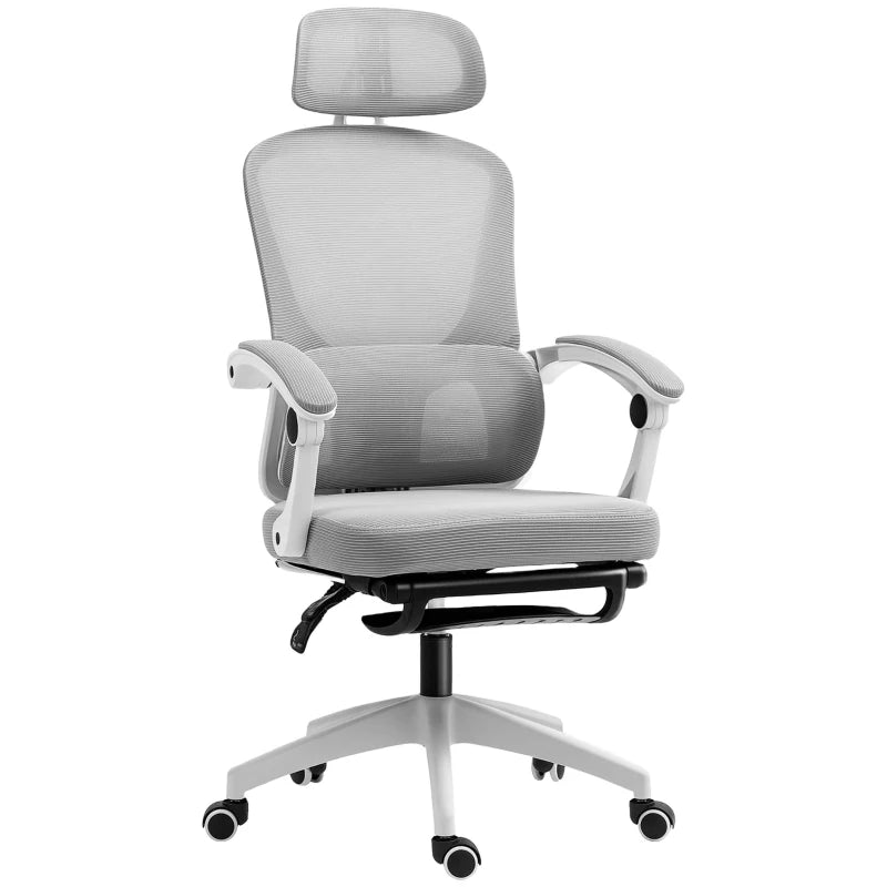 Ergonomic Multi-Adjustable Grey Mesh Back Office Chair for Ultimate Comfort and Support - Perfect for Home and Office Use