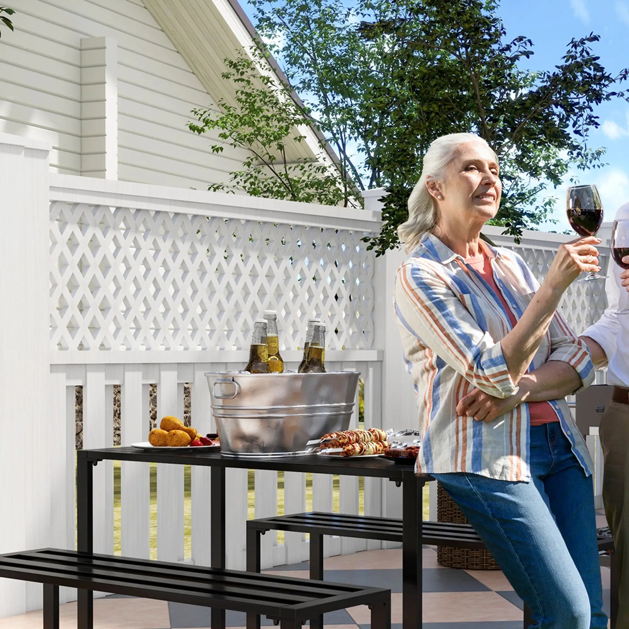Black Metal Picnic Table