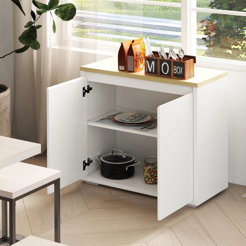 Modern White Kitchen Sideboard Storage Cabinet with Double Doors & Adjustable Shelf - Perfect for Living Room & Entryway