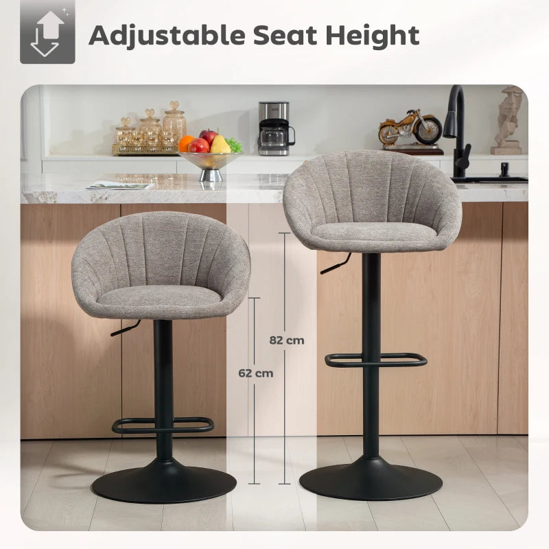 Set of 2 Grey Relaxed Tub Bar Stools - Modern Design, Comfortable Seating for Kitchen or Home Bar