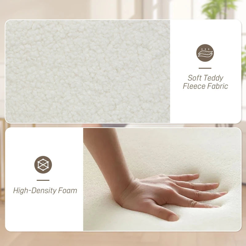 360-Degree Swivel Accent Chair in Teddy Fleece Fabric - Upholstered Tufted Armchair for Living Room, Bedroom, Home Office, White