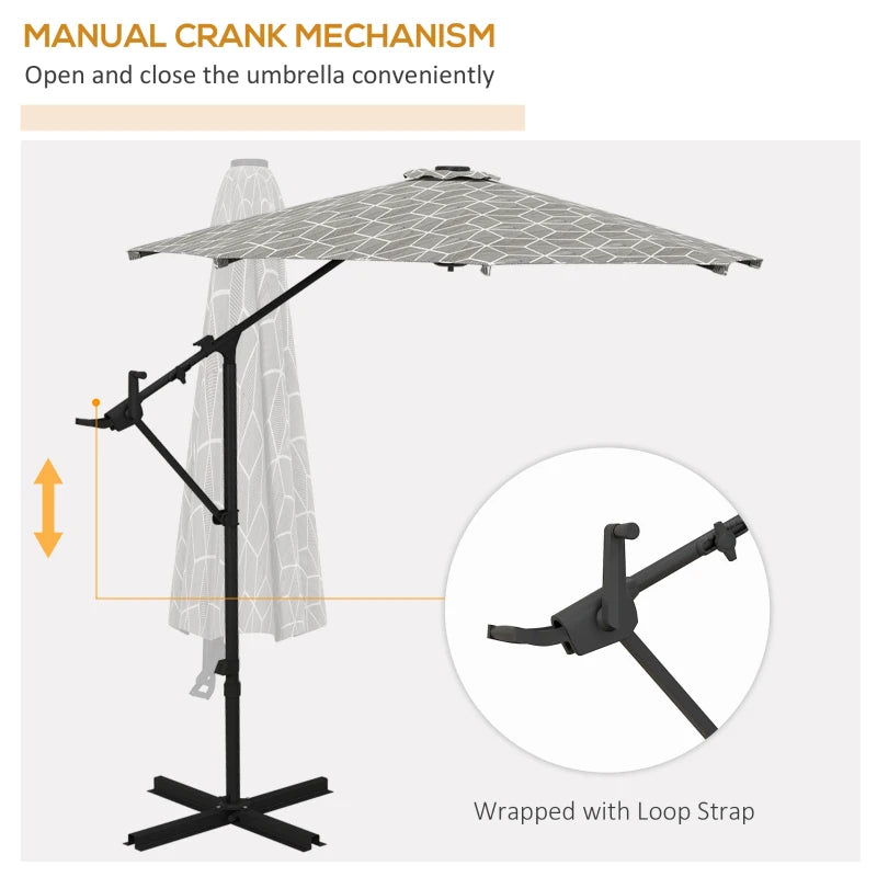 360° Rotation Black & White Cantilever Garden Parasol