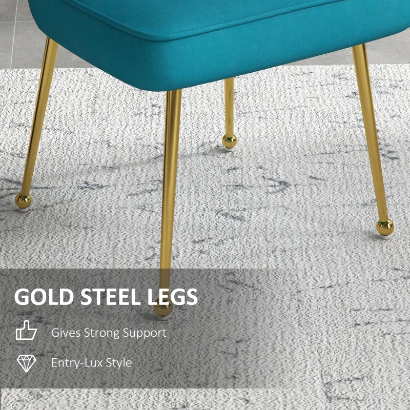 Luxurious Velvet-Feel Blue Shell Accent Chair - Stylish Home Decor for Living Room, Bedroom, and Office Seating