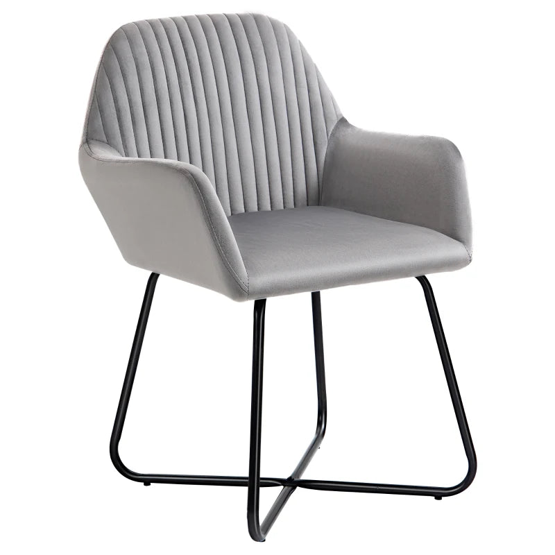 Modern Upholstered Accent Chair with Metal Base for Living Room in Grey - Stylish Armchair for Home Decor