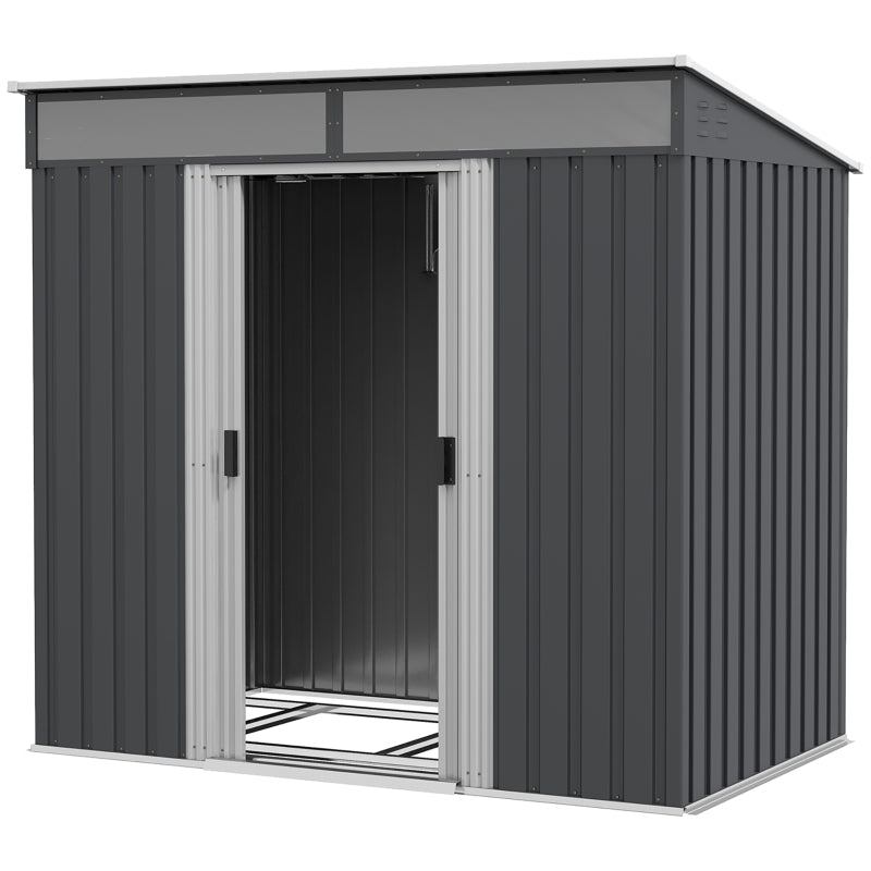6.5ft x 4ft Dark Grey Shed With Sloping Roof