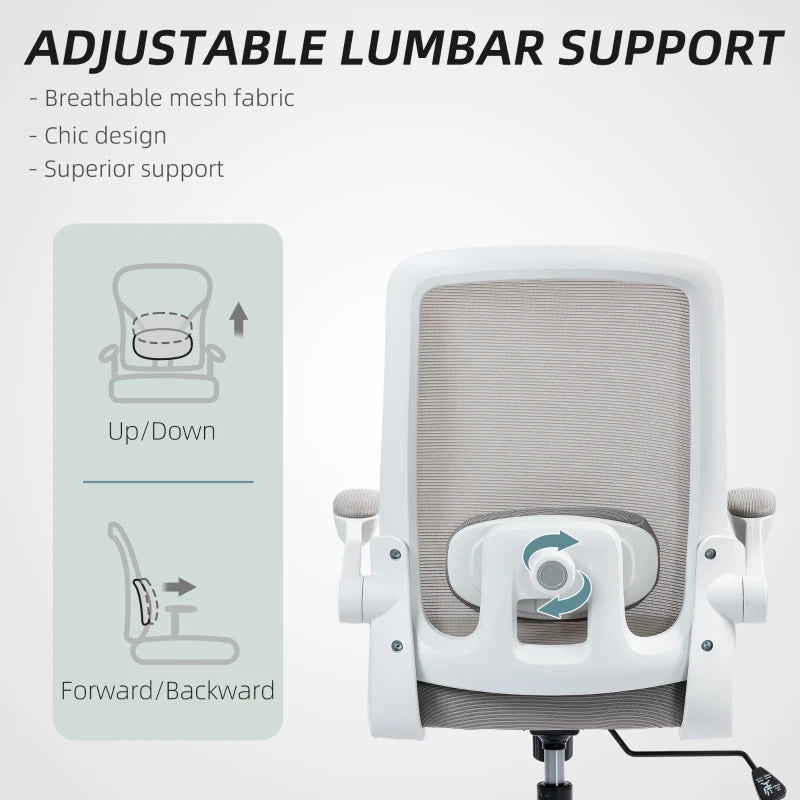 Ergonomic Mesh Back Adjustable Office Chair in Grey - Comfortable, Breathable Design for Home & Office Use