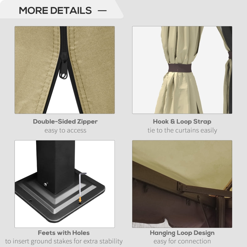 Beige 3m x 3m Water Repellent Gazebo