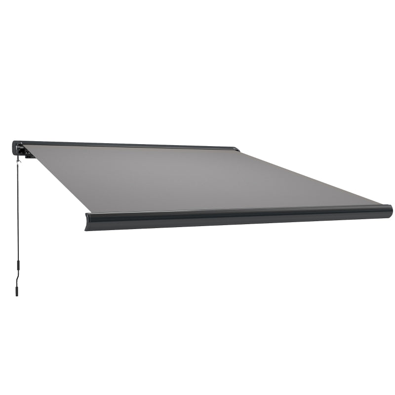 Grey 3.5m x 3m Electric Awning with Remote Controller - Aluminium Frame DIY Retractable Awning, UV50+ Sun Shade Canopy