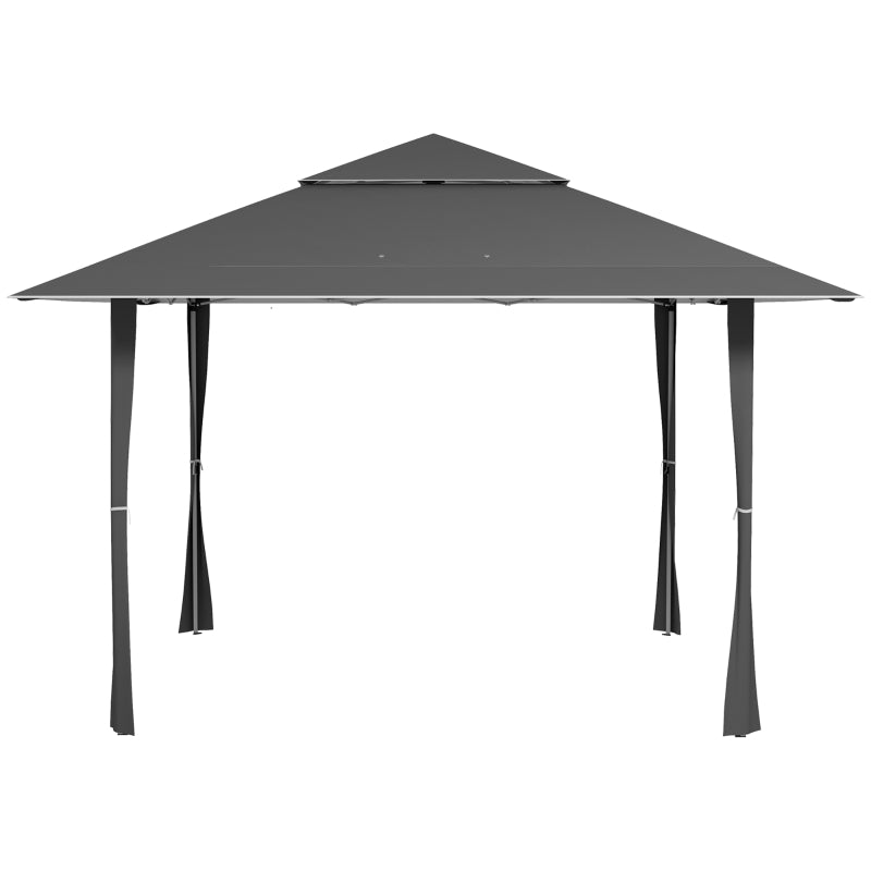 Dark Grey 4x4m Double Roof Pop-up Gazebo Canopy Tent with UV Protection