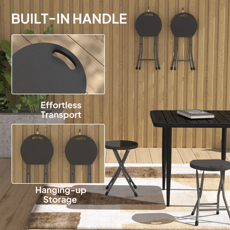 Set of Four Charcoal Grey Folding Carry Stools - Compact and Lightweight Design