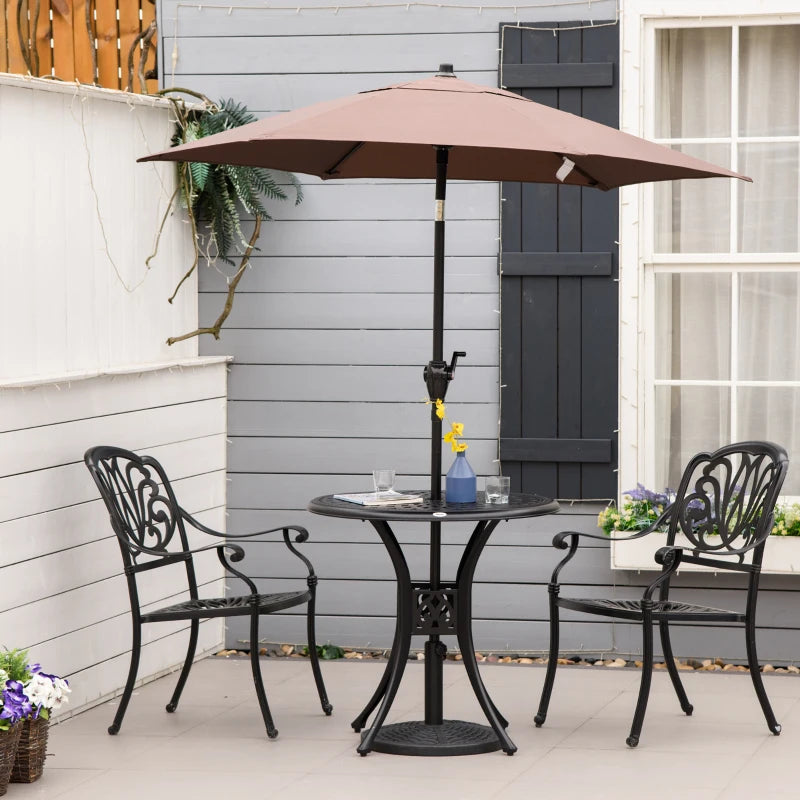 Black Round Outdoor Dining Table with Parasol Hole - 78cm