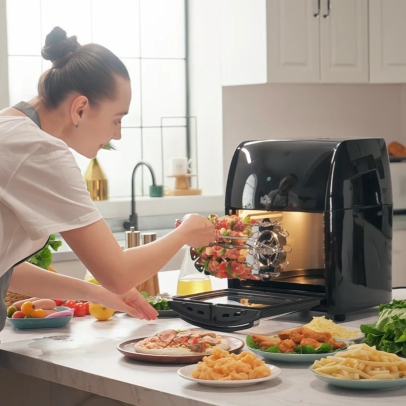 12L 8-in-1 Digital Air Fryer Oven - Roast, Bake, Dehydrate, 8 Presets, 1800W, Timer, Inner Light, Black