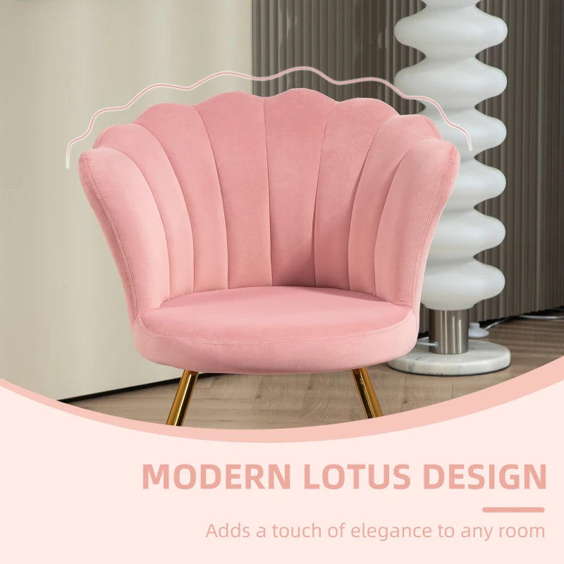 Velvet-Feel Lotus Petal Accent Chair in Pink - Stylish and Comfortable Seating for Your Home
