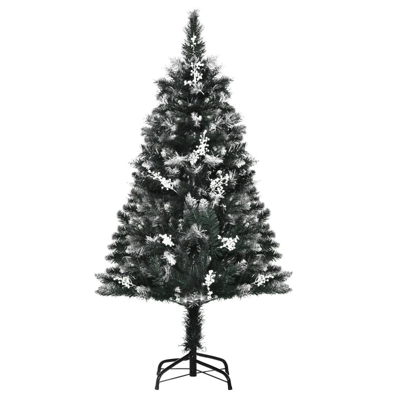 4FT Snow-Dipped Artificial Christmas Tree with White Berries & Star Topper | Indoor Holiday Decoration | Removable Stand
