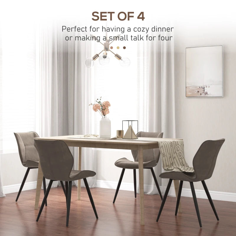 Set of 4 Brown PU Leather Racing-Style Dining Chairs with Steel Legs & Ergonomic Back Padding for Home Living Room