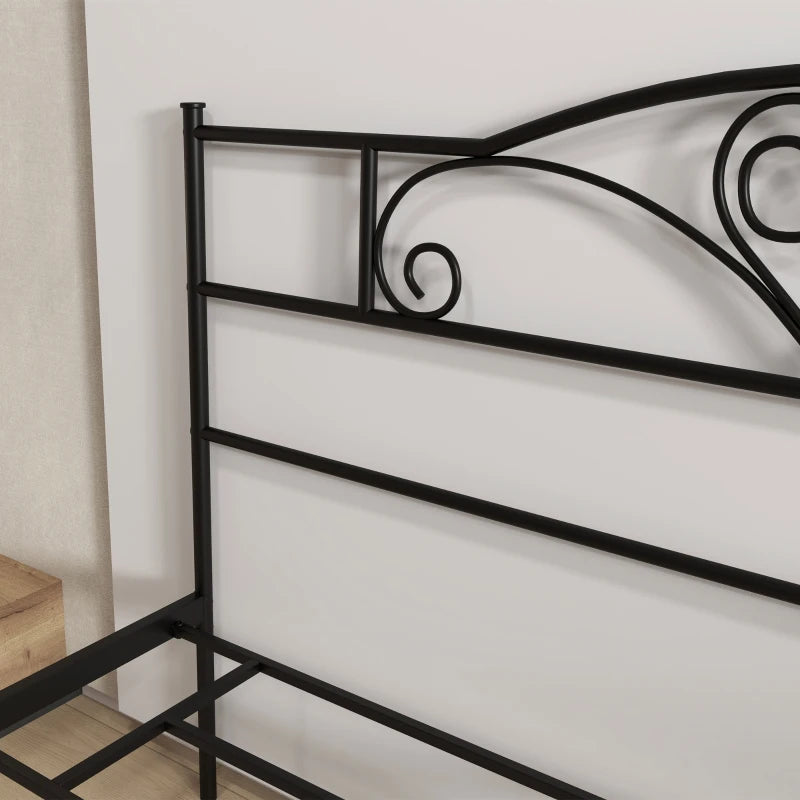 King Size Metal Bed Frame with Headboard & Footboard - 5ft4 Bed Base with 31cm Under-Bed Storage for Bedroom